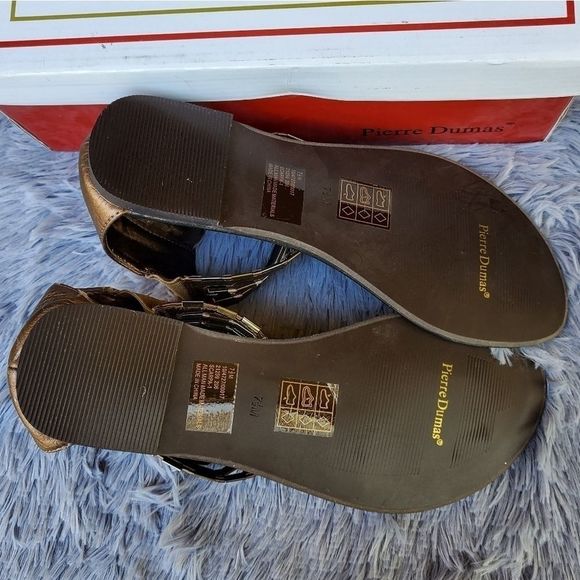 Pierre Dumas Scarpa Bronze Gladiator Flat Sandals - Picture 5 of 5